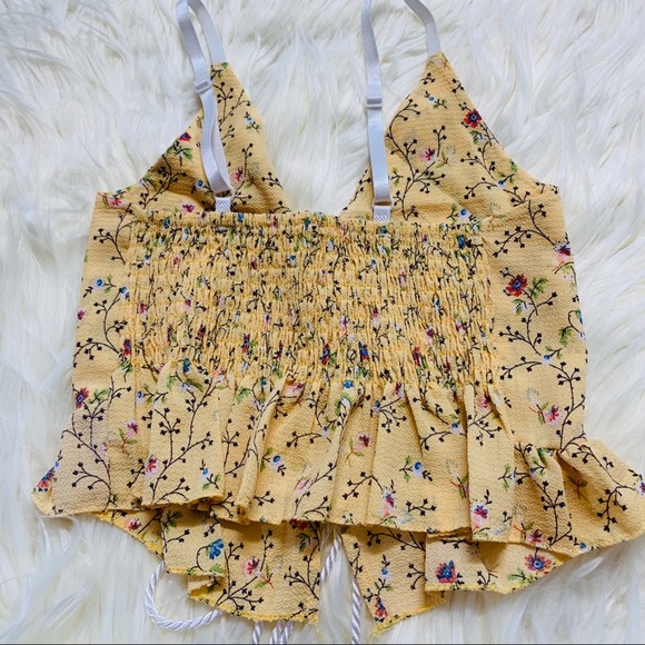 Yellow Floral 2 Pieces Set Romper Playsuit S - Picture 4 of 4